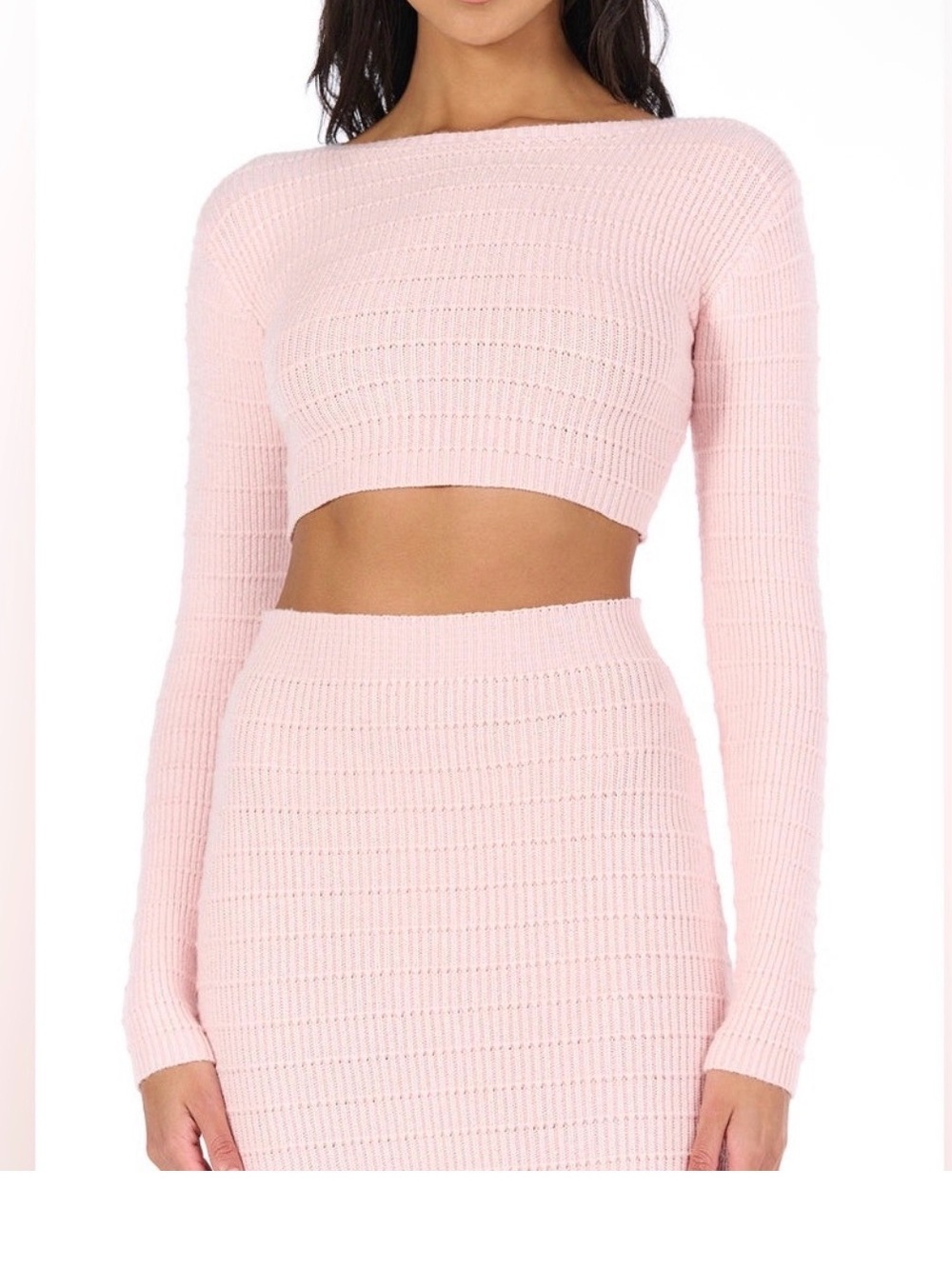 naked wardrobe Blush Pink Ribbed Knit Midi Set - Picture 4 of 8